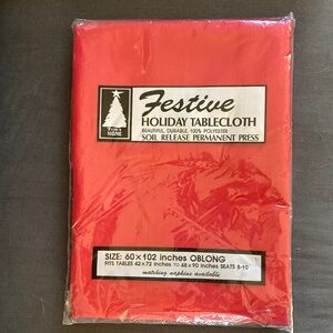 Vintage Festive Red Holiday Tablecloth 60 x 102 Oblong - New in Package